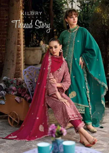 Thread Story By Kilory Lawn Cotton Printed Surat Salwar Suits Wholesale Market
